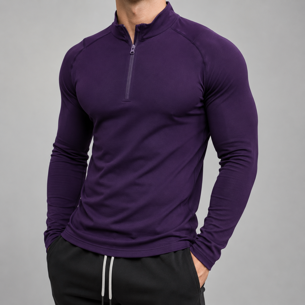 Performance Quarter-Zip Mock Neck Top