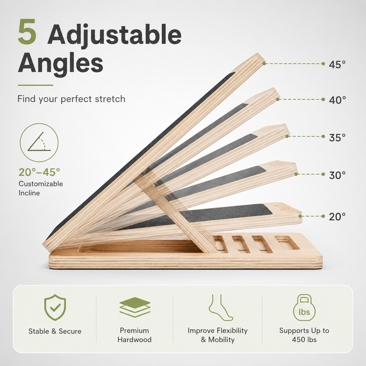 Adjustable Wooden Slant Board for Calf Stretching