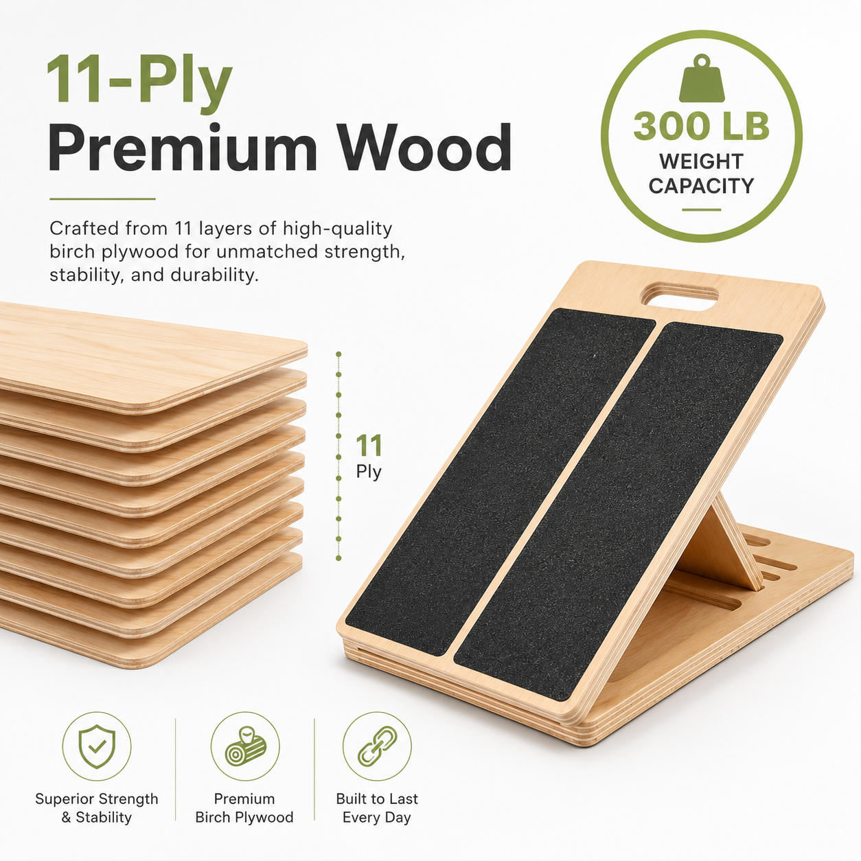 Adjustable Wooden Slant Board for Calf Stretching